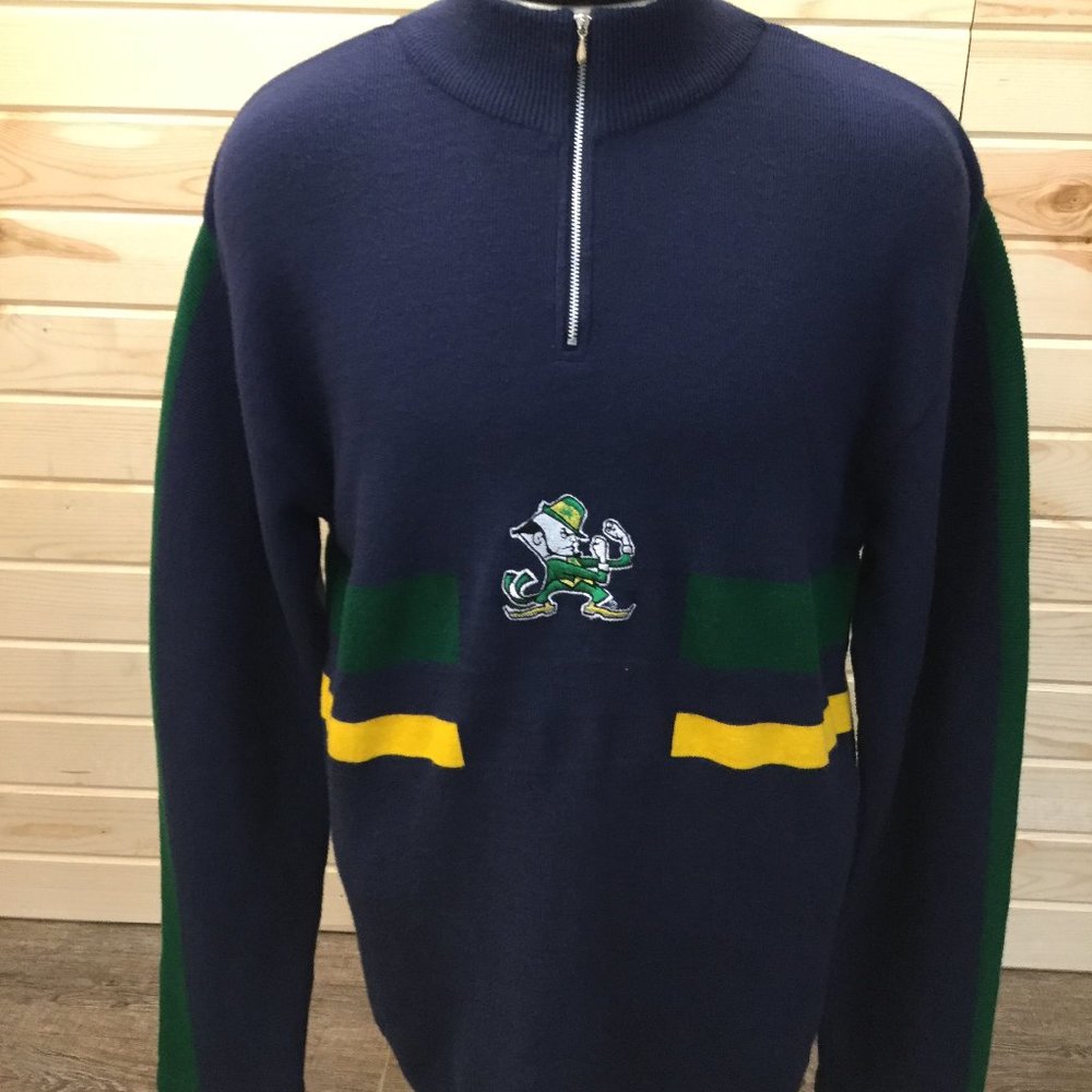Notre Dame Half Zip Sweater XL Blue
